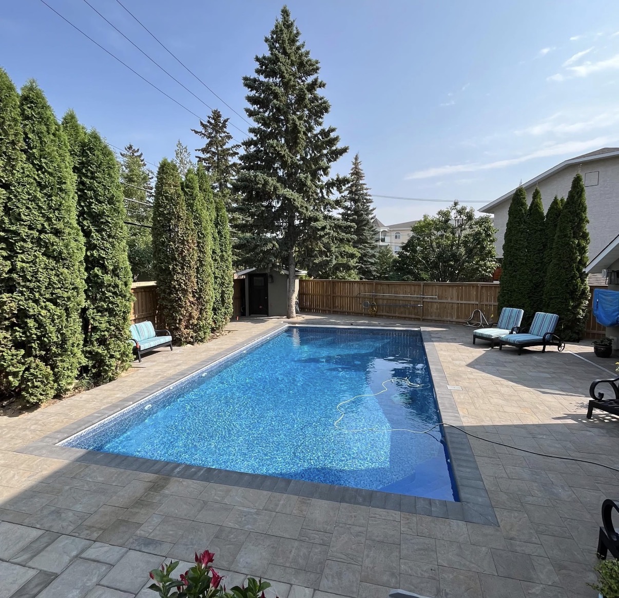 Stamped concrete pool deck and patio